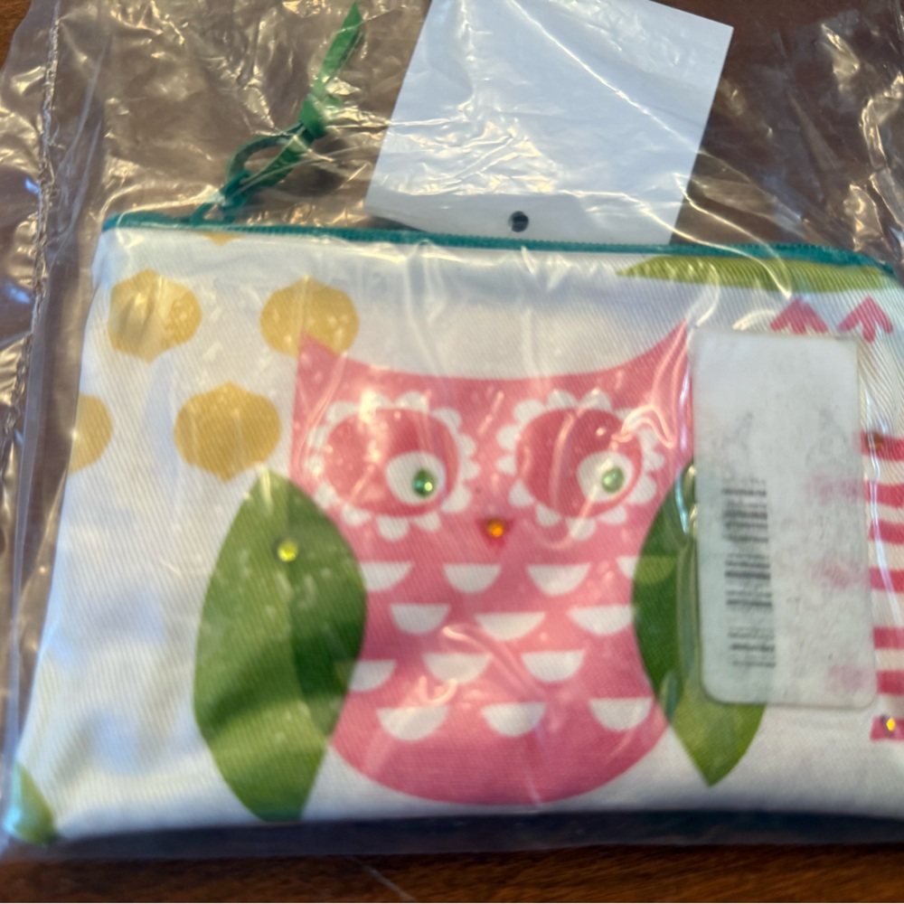 Chasing Fireflies Pink and Green Owl Wallet / Coin Purse
